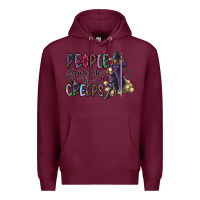 Burgundy people give me the creeps Premium Hoodie - CowhideDigitalArt