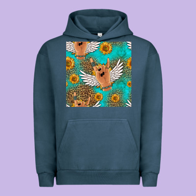 Rock N Roll Hands Seamless Pattern Urban Hoodie Designed By Hra Design Shop