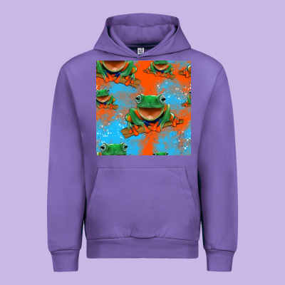 Funny Frogs Seamless Pattern Urban Hoodie Designed By Hra Design Shop
