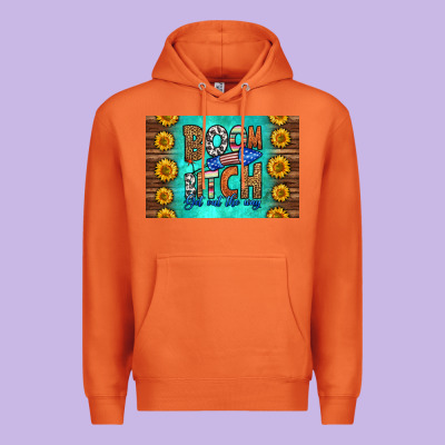 Boom Bitch Get Out The Way Skinny Metal Can Holder Premium Hoodie Designed By Hra Design Shop