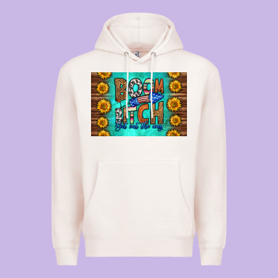 Boom Bitch Get Out The Way Skinny Metal Can Holder Premium Hoodie Designed By Hra Design Shop