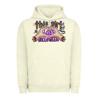 Pigment Pistachio this girl loves halloween Urban Hoodie - CowhideDigitalArt