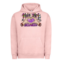 Pigment Salmon this girl loves halloween Urban Hoodie - CowhideDigitalArt