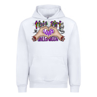 White this girl loves halloween Urban Hoodie - CowhideDigitalArt