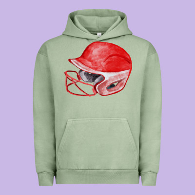 Red Softball Helmet Fa Element Urban Hoodie Designed By Fadigitalartstudio