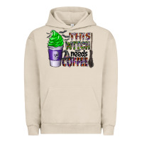 Pigment French Oak this witch needs coffee Urban Hoodie - CowhideDigitalArt