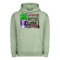 Pigment Oil Green this witch needs coffee Urban Hoodie - CowhideDigitalArt