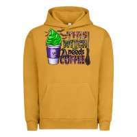 Pigment Peanut Butter this witch needs coffee Urban Hoodie - CowhideDigitalArt