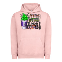 Pigment Salmon this witch needs coffee Urban Hoodie - CowhideDigitalArt