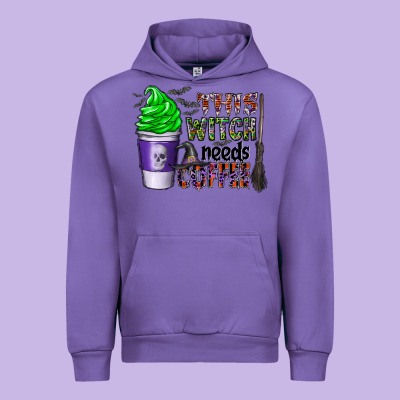 This Witch Needs Coffee Urban Hoodie Designed By Cowhidedigitalart