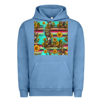 Pigment Pebble Blue sunflowers donkey seamless pattern Urban Hoodie - HRA Design Shop