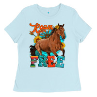 Baby Blue roam free galloping Ladies Tee - Artiststas
