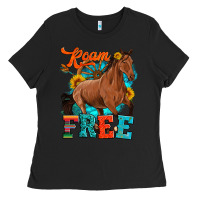 Black roam free galloping Ladies Tee - Artiststas