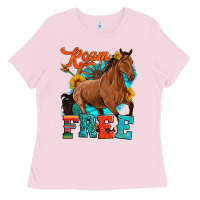 Bubblegum Pink roam free galloping Ladies Tee - Artiststas