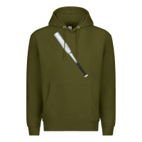 Army Green white wooden softball bat Premium Hoodie - FaDigitalArtStudio