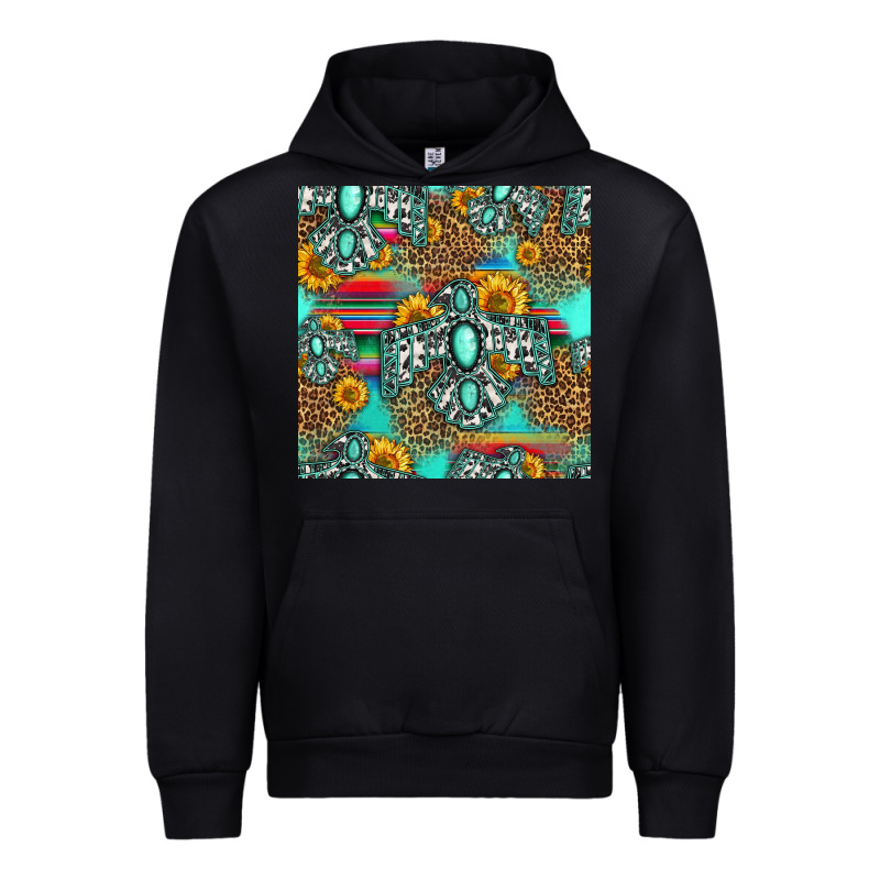 Western Turquoise Thunderbird Seamless Pattern Urban Hoodie by HRA Design Shop | Teevron