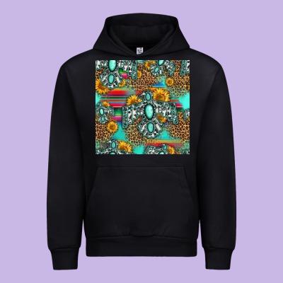Western Turquoise Thunderbird Seamless Pattern Urban Hoodie Designed By Hra Design Shop