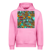 Fuchsia Pink western turquoise thunderbird seamless pattern Urban Hoodie - HRA Design Shop