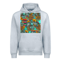 Heather Grey western turquoise thunderbird seamless pattern Urban Hoodie - HRA Design Shop