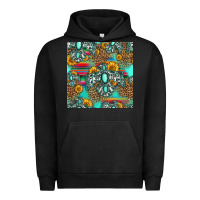 Pigment Black western turquoise thunderbird seamless pattern Urban Hoodie - HRA Design Shop