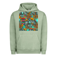 Pigment Oil Green western turquoise thunderbird seamless pattern Urban Hoodie - HRA Design Shop