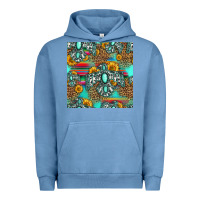 Pigment Pebble Blue western turquoise thunderbird seamless pattern Urban Hoodie - HRA Design Shop