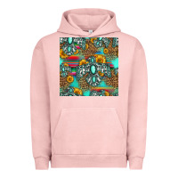 Pigment Salmon western turquoise thunderbird seamless pattern Urban Hoodie - HRA Design Shop