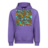 Tulip western turquoise thunderbird seamless pattern Urban Hoodie - HRA Design Shop