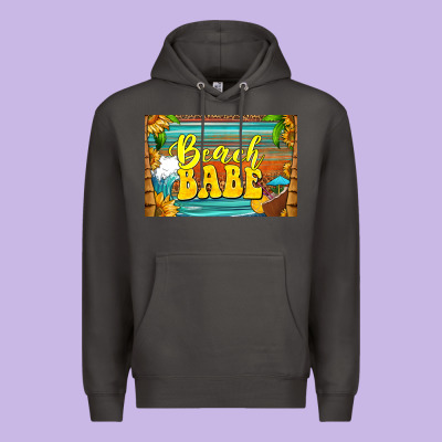 Beach Babe Skinny Metal Can Holder Premium Hoodie Designed By Hra Design Shop