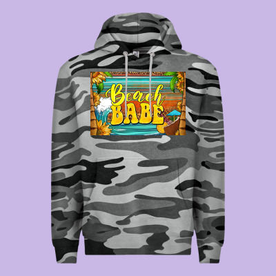 Beach Babe Skinny Metal Can Holder Premium Hoodie Designed By Hra Design Shop