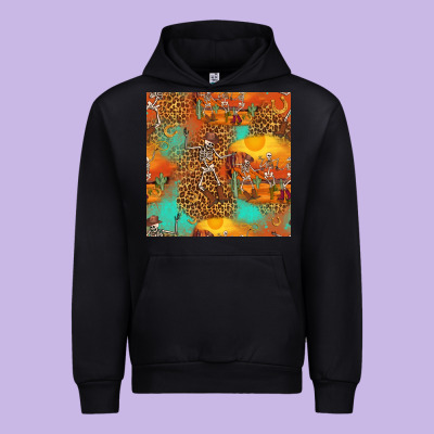 Western Skeleton Seamless Pattern Urban Hoodie Designed By Hra Design Shop