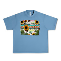 Pebble Blue Howdy Serape And Sunflower Urban Heavy Tee - RanaPortraitStore