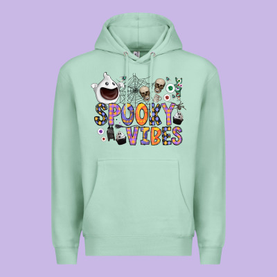 Spooky Vibes Premium Hoodie Designed By Cowhidedigitalart