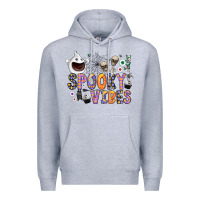 Heather Grey spooky vibes Premium Hoodie - CowhideDigitalArt