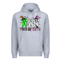 Heather Grey trick or teeth Premium Hoodie - CowhideDigitalArt