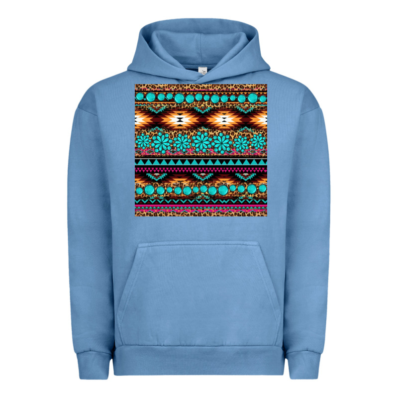 Aztec Turquoise Gemstone Seamless Pattern Urban Hoodie by HRA Design Shop | Teevron