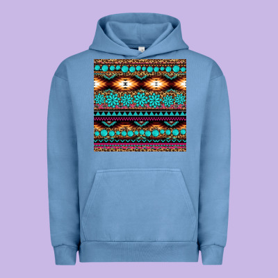 Aztec Turquoise Gemstone Seamless Pattern Urban Hoodie Designed By Hra Design Shop