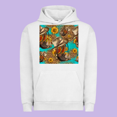 Western Boots And Hat Seamless Pattern Urban Hoodie Designed By Hra Design Shop