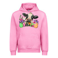 Fuchsia Pink Happy Easter Cow Easter Day Urban Hoodie - Neo Western