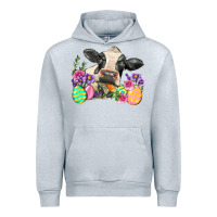 Heather Grey Happy Easter Cow Easter Day Urban Hoodie - Neo Western