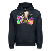 Navy Happy Easter Cow Easter Day Urban Hoodie - Neo Western