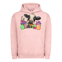 Pigment Salmon Happy Easter Cow Easter Day Urban Hoodie - Neo Western