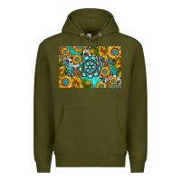 Army Green western turquoise and sunflowers skinny metal can holder Premium Hoodie - HRA Design Shop