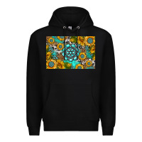 Black western turquoise and sunflowers skinny metal can holder Premium Hoodie - HRA Design Shop