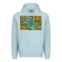 Blue Mist western turquoise and sunflowers skinny metal can holder Premium Hoodie - HRA Design Shop