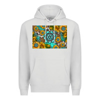 Dove Grey western turquoise and sunflowers skinny metal can holder Premium Hoodie - HRA Design Shop