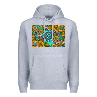 Heather Grey western turquoise and sunflowers skinny metal can holder Premium Hoodie - HRA Design Shop