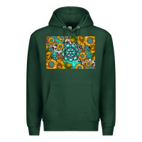 Sports Green western turquoise and sunflowers skinny metal can holder Premium Hoodie - HRA Design Shop
