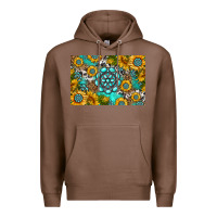 Chestnut western turquoise and sunflowers skinny metal can holder Premium Hoodie - HRA Design Shop
