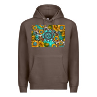 Coffee western turquoise and sunflowers skinny metal can holder Premium Hoodie - HRA Design Shop